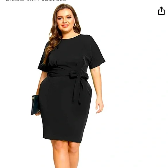 jsambac | Dresses | Black Plus Sized Cocktail Wrap Style Dress Black Mid  Length Dress Work Dress 2xl | Poshmark